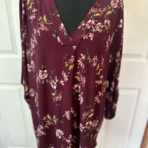 Beacon Burgundy Floral Top